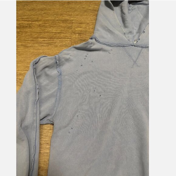 Free People Distressed Hoodie Pullover Slouchy Blue Womens M - Picture 2 of 8